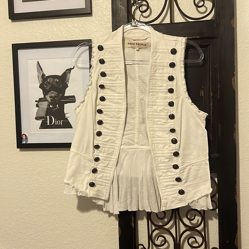 Free People Cream Military Vest